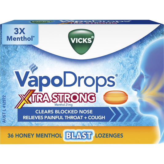 Vicks Xtra Strong Honey Menthol Lozenges 36 pack