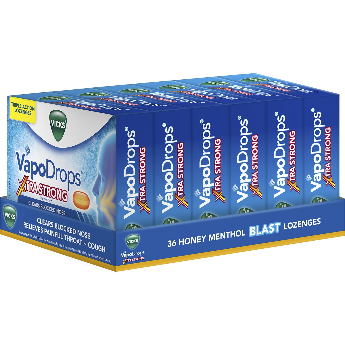 Vicks Xtra Strong Honey Menthol Lozenges 36 pack
