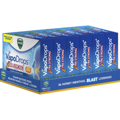 Vicks Xtra Strong Honey Menthol Lozenges 36 pack