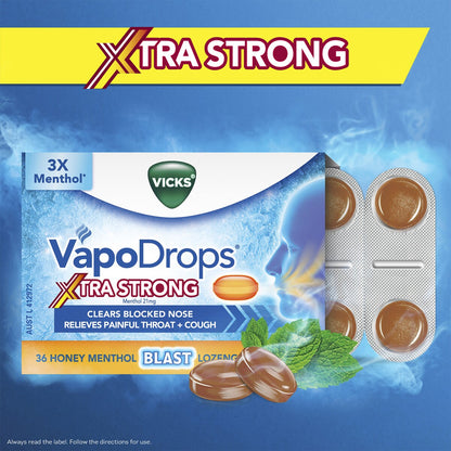Vicks Xtra Strong Honey Menthol Lozenges 36 pack