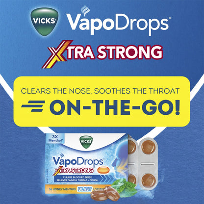 Vicks Xtra Strong Honey Menthol Lozenges 36 pack