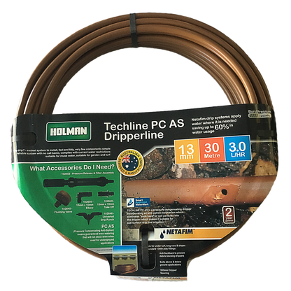 Holman Techline PC Irrigation Drip Tube - 13mm x 30m