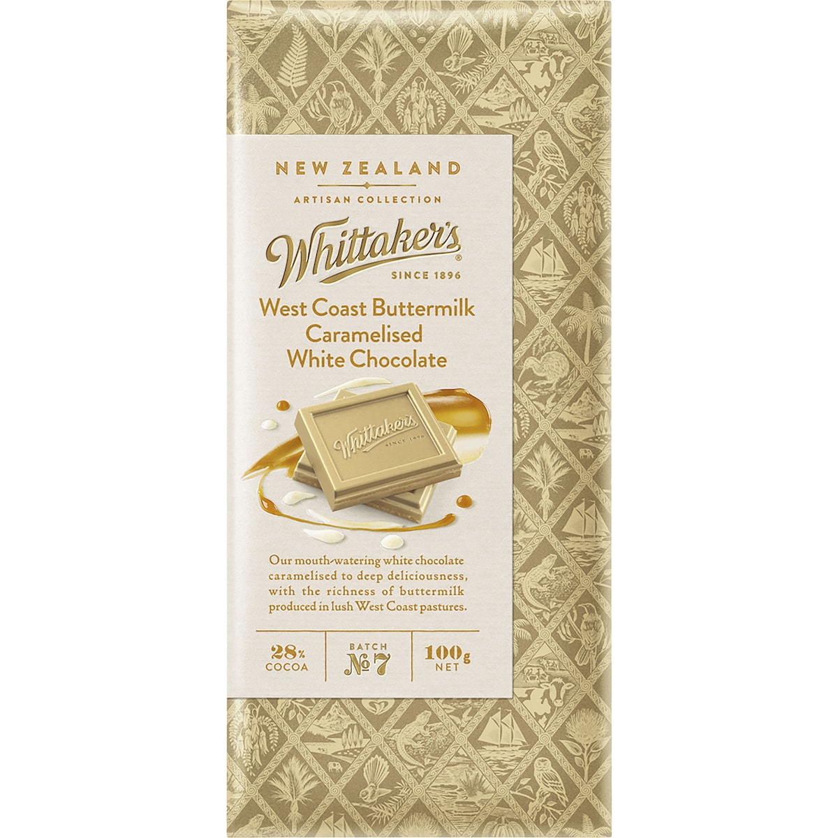 Whittakers Artisan West Coast Buttermilk Caramel 28% Cocoa 100g
