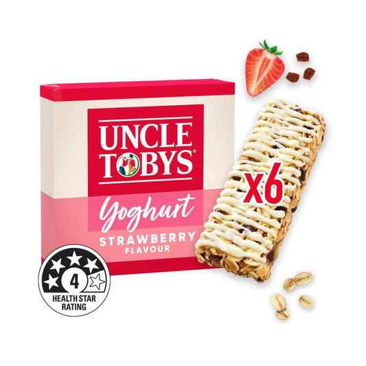 Une Tobys Muesli Bars Yoghurt Strawberry Lunchbox Snacks - 185g