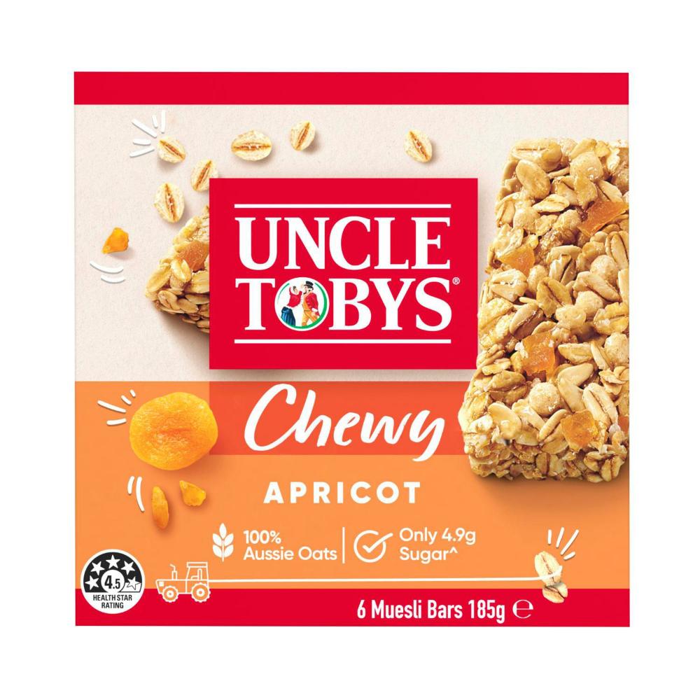 Une Tobys Muesli Bars Chewy Apricot Kids School Lunchbox Snacks - 185g