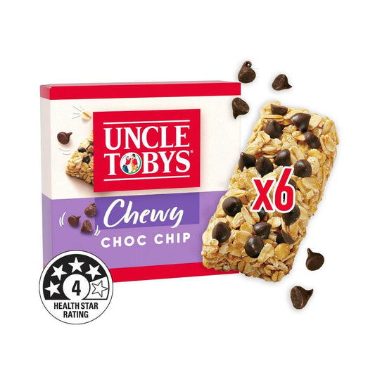 Une Tobys Muesli Bars Chewy Choc Chip Kids School Lunchbox Snacks - 185g