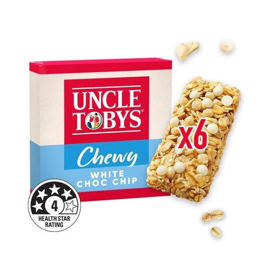 Une Tobys Muesli Bars Chewy White Choc Chip Kids Lunchbox Snacks - 185g