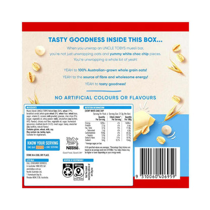 Une Tobys Muesli Bars Chewy White Choc Chip Kids Lunchbox Snacks - 185g