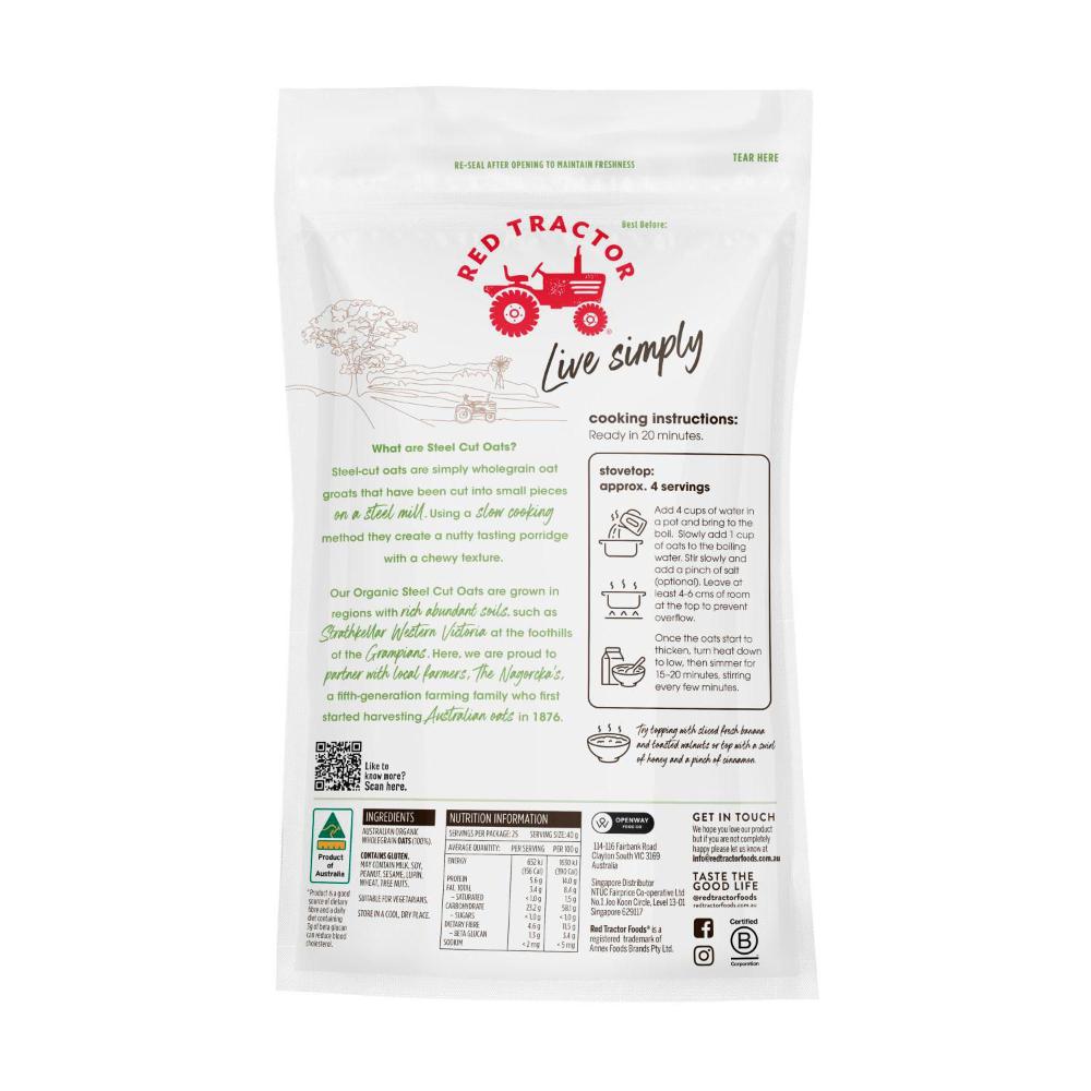 Red Tractor Organic Steel Cut Oats - 1kg