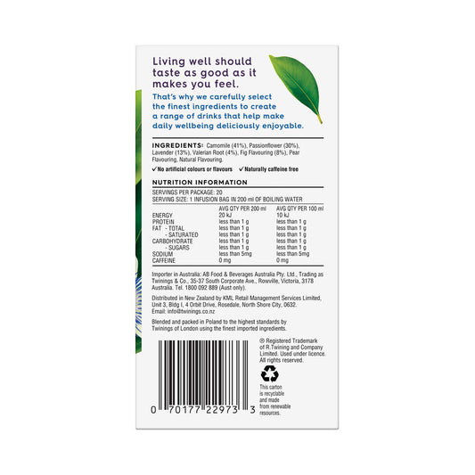 Twinings Live Well Sleep+ Herbal Tea Bags - 20 pack