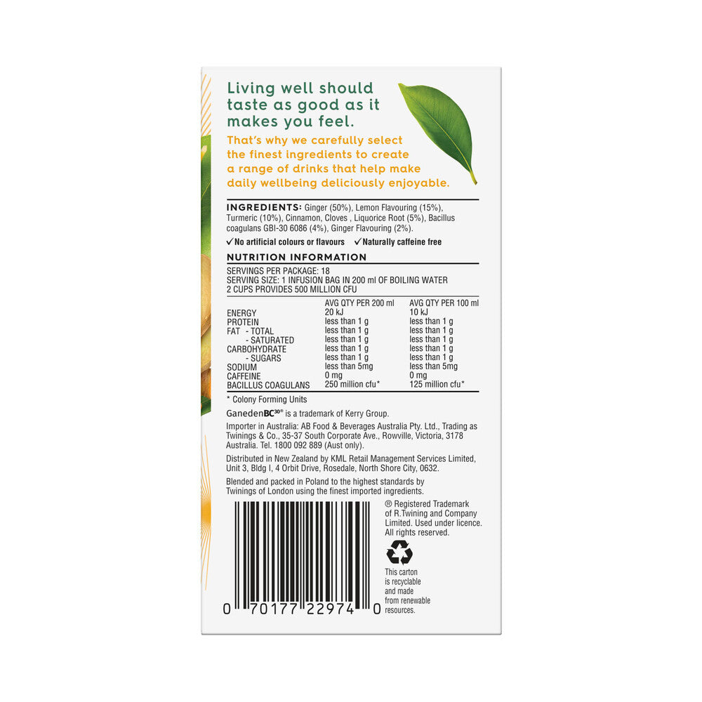 Twinings Live Well Probiotic Blend Tea Bags - 18 pack