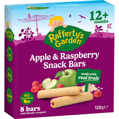 Raffertys Garden Apple & Raspberry Snack Bars Bars With Fruit 12+ Months 8 Pack