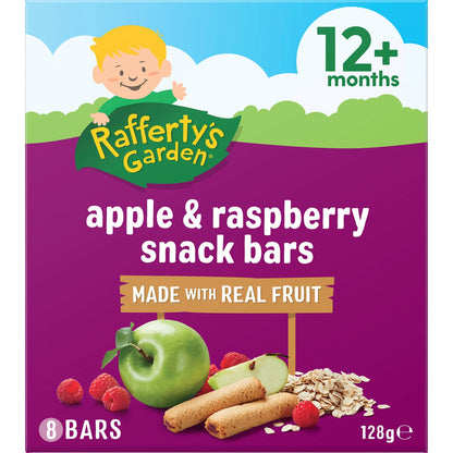 Raffertys Garden Baby Snacks Apple & Raspberry Bars With Fruit 12+ Months 128g
