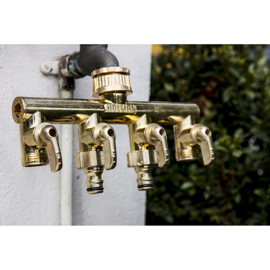 Holman 4 Way Metal Tap Outlet - 4 Outlet - Die Cast Metal - Durable