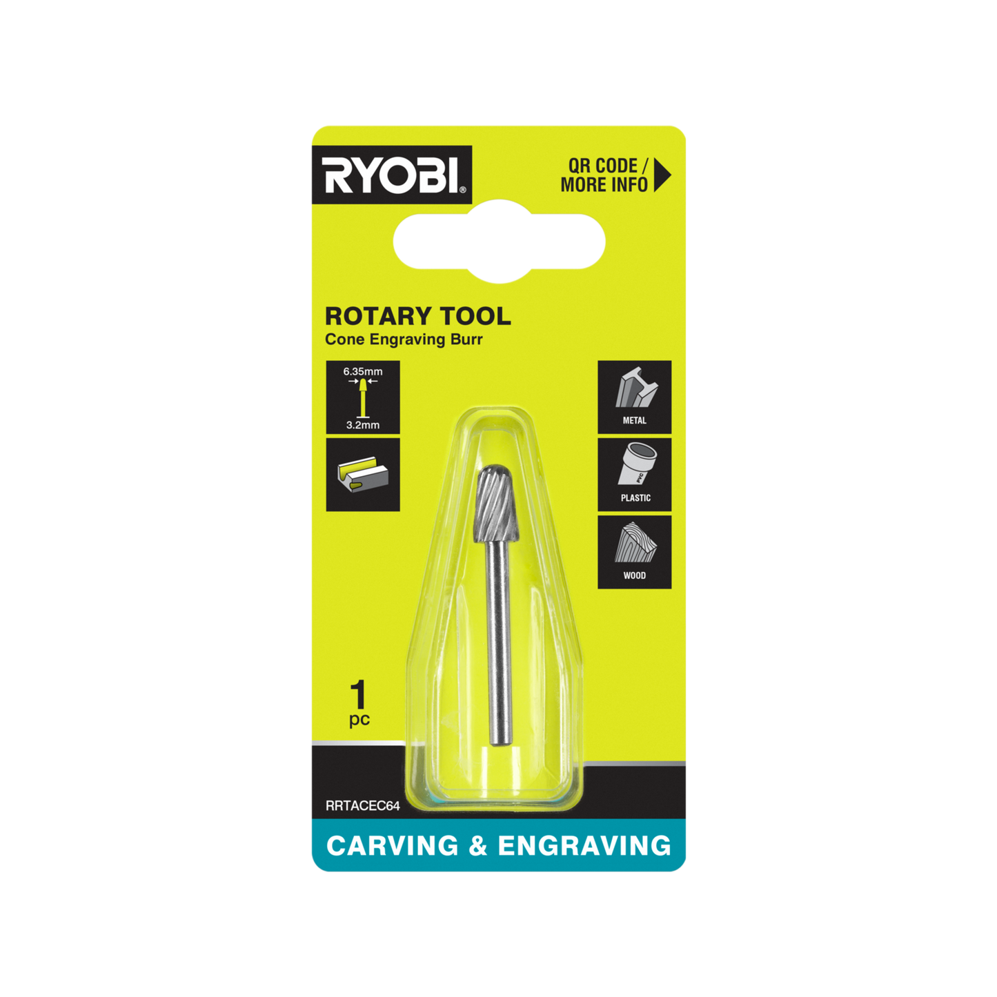 Ryobi Cone Shaped Engraving Burr - 6.4mm