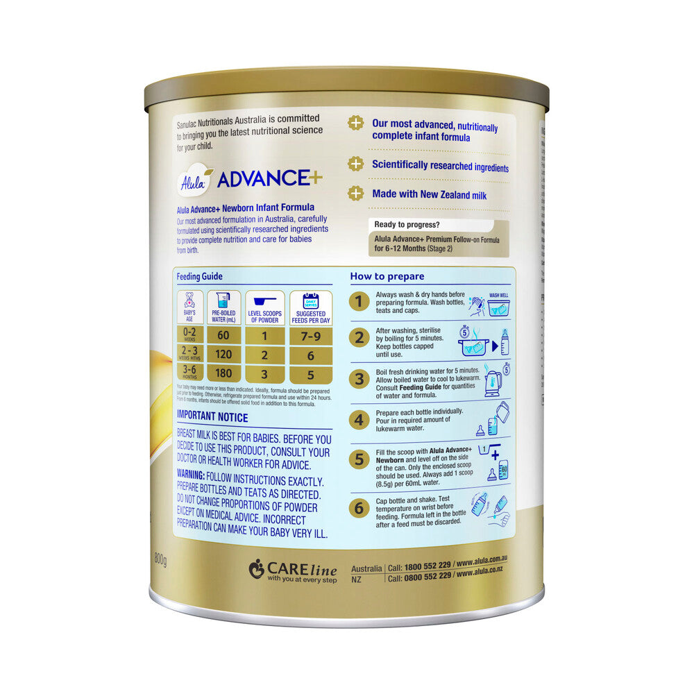 Alula Advance+ Newborn Stage 1 Formula - 800g