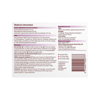 Betadine Sore Throat Lozenges Anaesthetic Berry - 36 pack