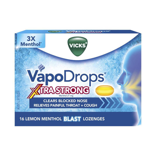 Vicks Extra Strong Lemon Menthol Lozengers - 16 pack