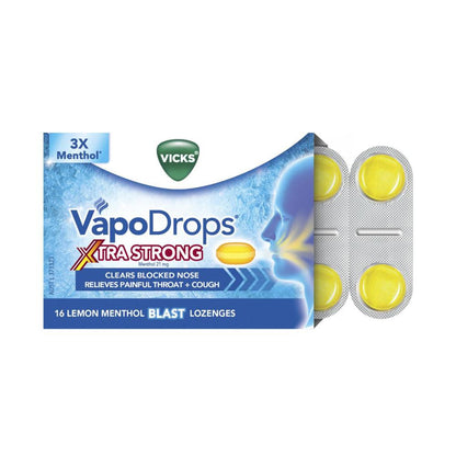 Vicks Extra Strong Lemon Menthol Lozengers - 16 pack