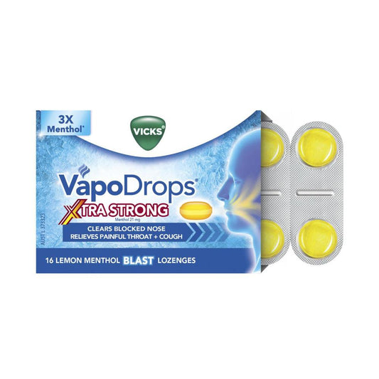 Vicks Extra Strong Lemon Menthol Lozengers - 16 pack