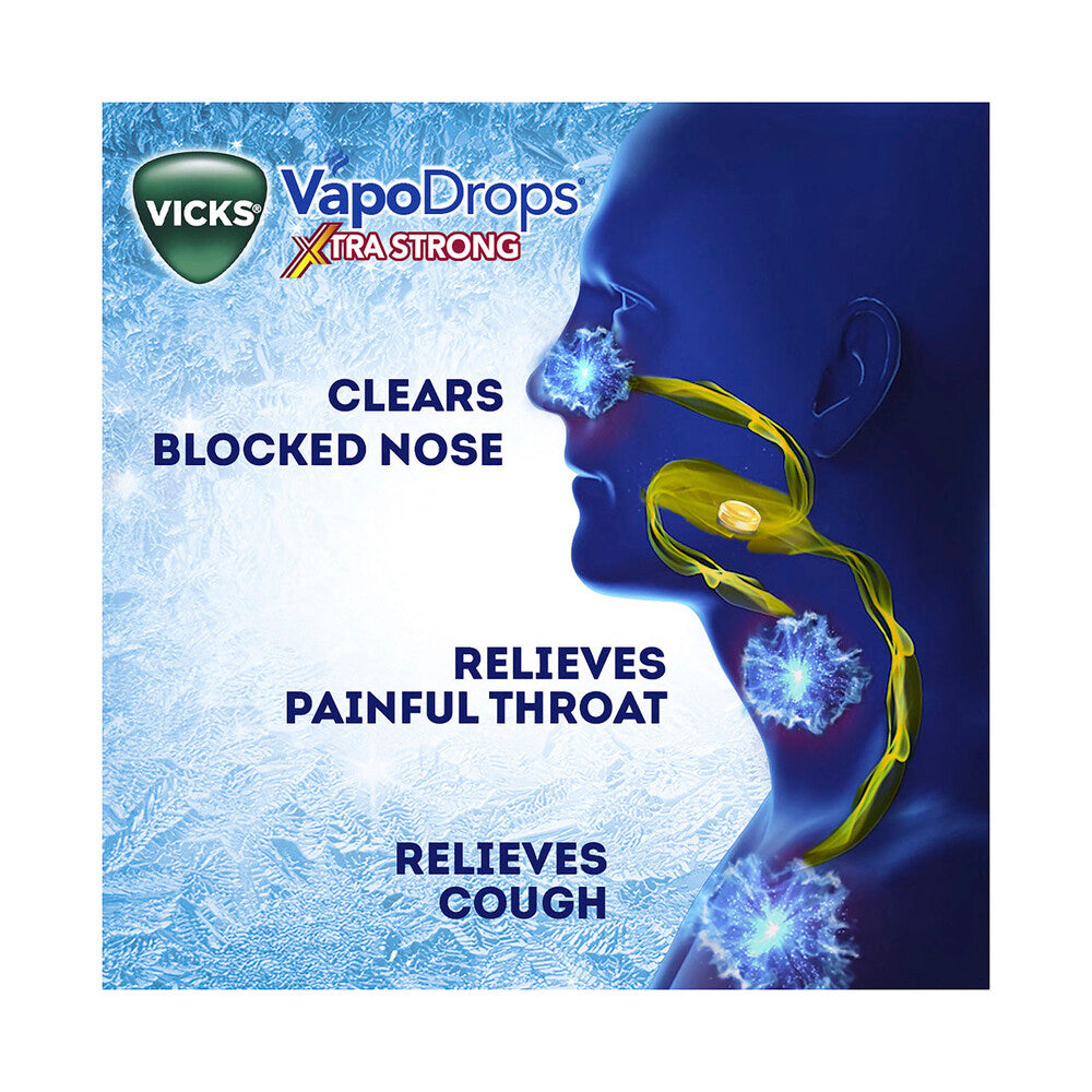 Vicks Extra Strong Lemon Menthol Lozengers - 16 pack