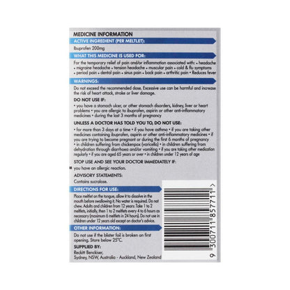 Nurofen Pain Relief Meltlets Berry Burst Ibuprofen 200mg - 24 pack