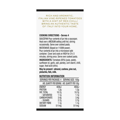 Providore Vine Ripened Tomato And Red Chilli Paste Sauce - 400g