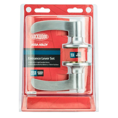 Lockwood Entry Lever Set - 65mm - Zinc Alloy - Satin Chrome