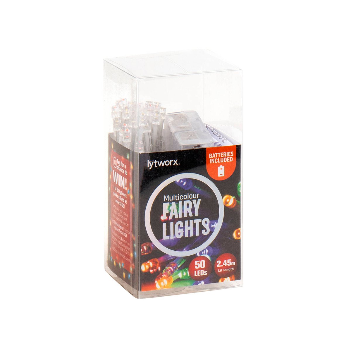 Lytworx Multicolour Fairy Lights 50L 2.45m Battery Operated Decor