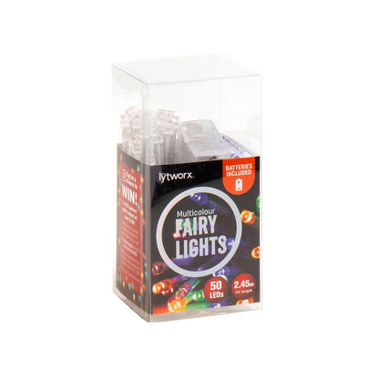 Lytworx Multicolour Fairy Lights 50L 2.45m Battery Operated Decor