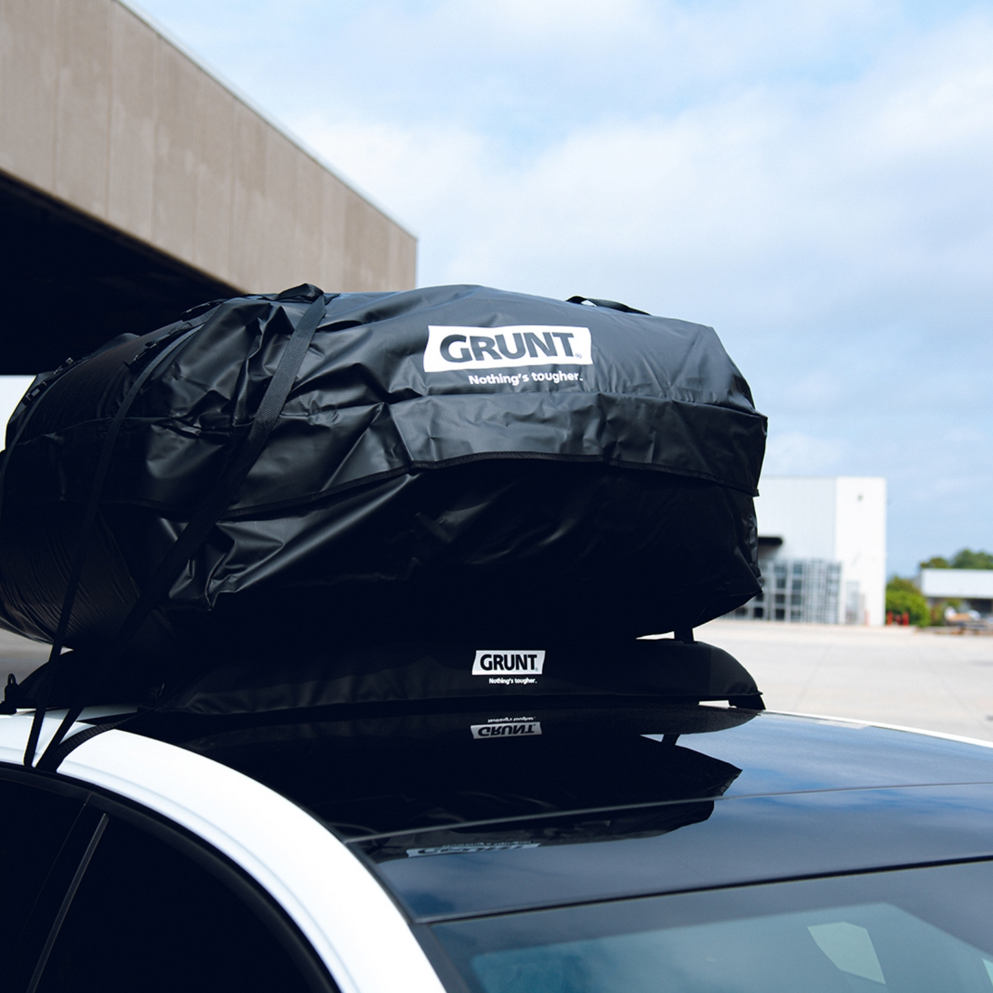 Grunt Black Cargo Carrier Waterproof Roof Rack Storage Large 300L Capacity