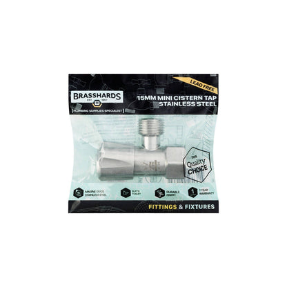 Brasshards Mini Cistern Tap - 15mm - Stainless Steel