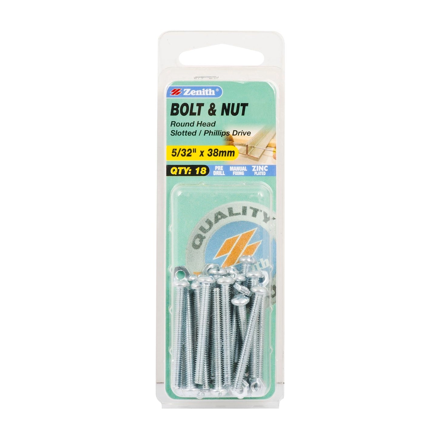 Zenith Round Head Bolt - 5/32 x 38mm - 18 Pack