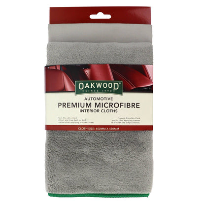 Oakwood Automotive Premium Microfibre Interior Clothes - 450 x 450mm - 2 Pack Each
