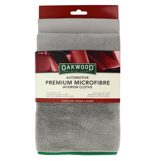 Oakwood Automotive Premium Microfibre Interior Clothes - 450 x 450mm - 2 Pack Each
