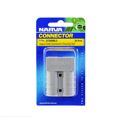 Narva 50A Heavy Duty Connector Housing - Grey - 2 Pack