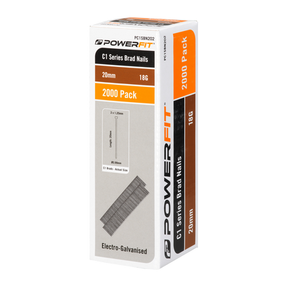 Powerfit C1 Series Brad Nails - 20mm - 2000 Pack