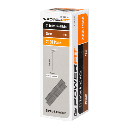 Powerfit C1 Series Brad Nails - 20mm - 2000 Pack
