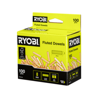 Ryobi Fluted Dowel - 8mm - 100 Pack