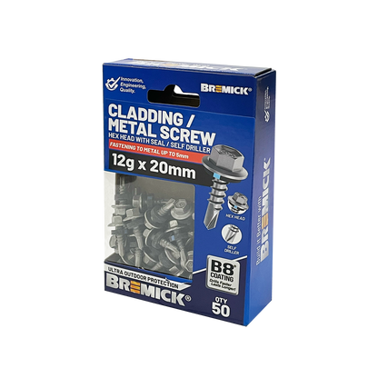 Bremick Metal Hex Screw - 12g x 20mm - B8 - 50 Pack