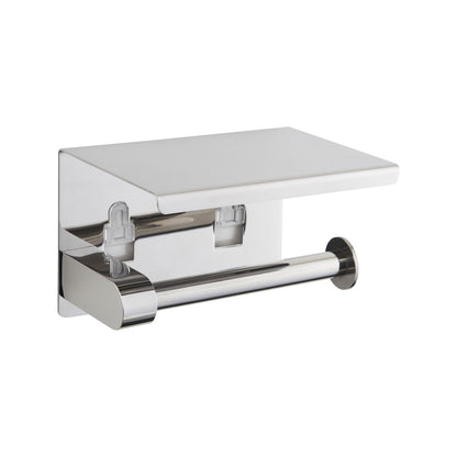 Naleon Adhesive Toilet Roll Holder with Shelf - Chrome - 140 x 93mm