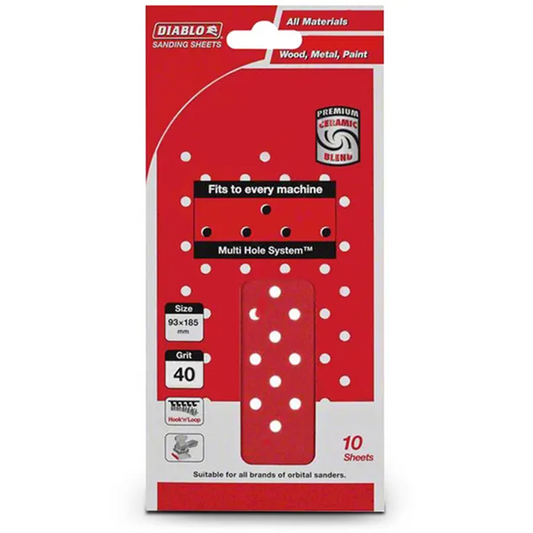 Diablo Abrasive Orbital Sheet - 93x185mm - 40 Grit - 10 Pack
