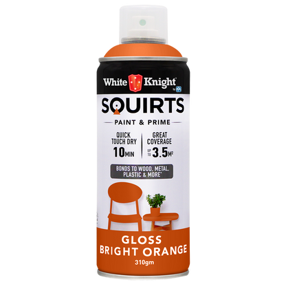 White Knight Squirts Bright Orange Gloss Spray Paint - 310g