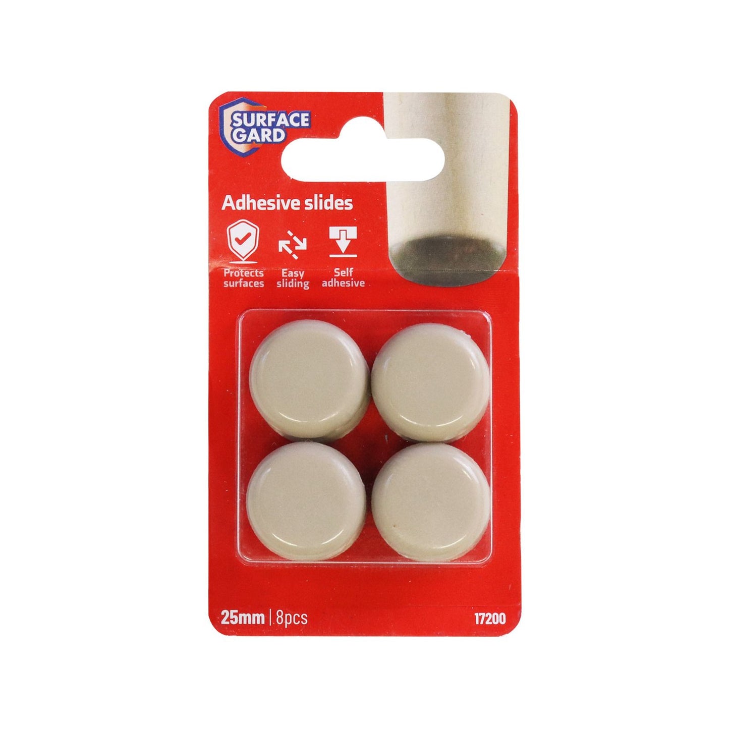 Surface Gard Round Self Adhesive Sliders - 25mm - 8 Pack
