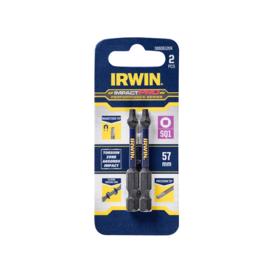 Irwin Impact Pro Performance Bits 57mm SQ1 2 Pack