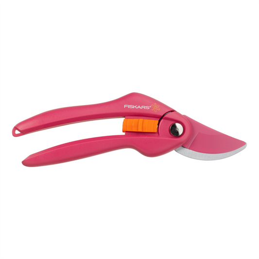 Fiskars Bypass Pruner Ruby - 22mm Carbon Steel Blades - Comfortable Grip