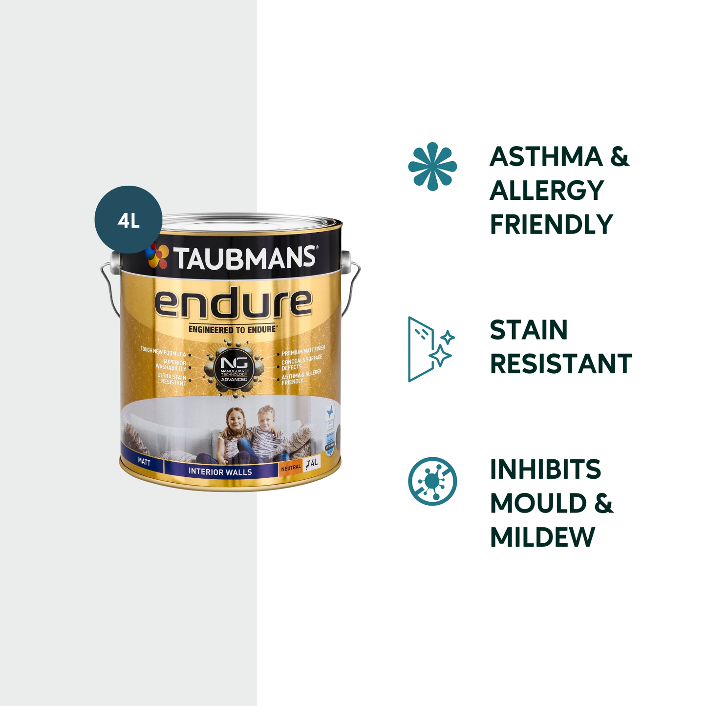Taubmans Neutral Matt Endure Interior Walls Paint - 4L