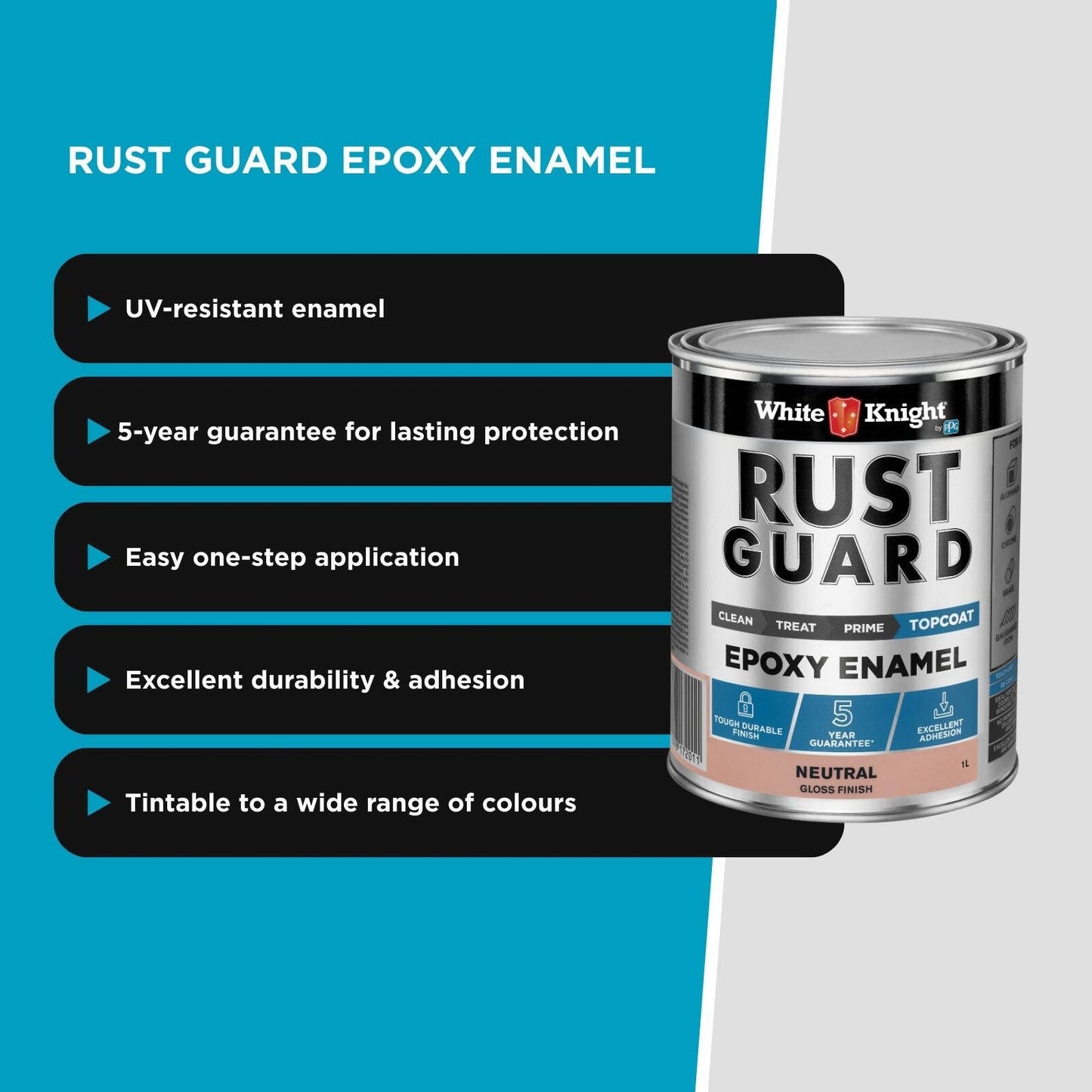 White Knight Rust Guard Epoxy Enamel - 1L - Gloss