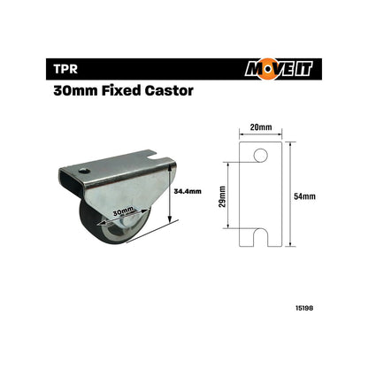 Move It Castor - 30mm Grey TPR on Polypropylene - 20kg Load - 2 Pack