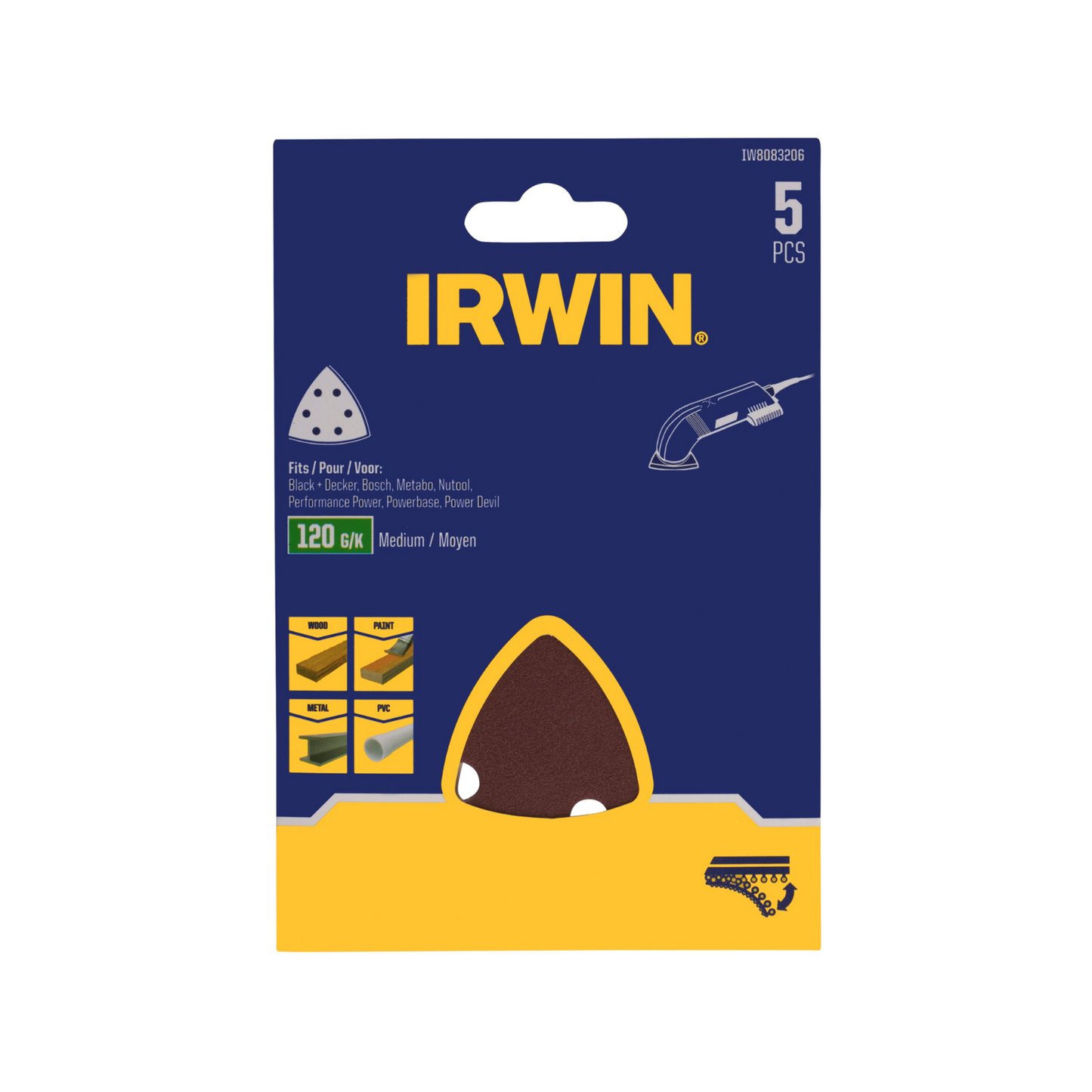 Irwin Detail Sheets - 120 Grit - 110 x 170mm - 5 Pack